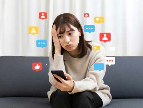 sns疲れをおこす女性